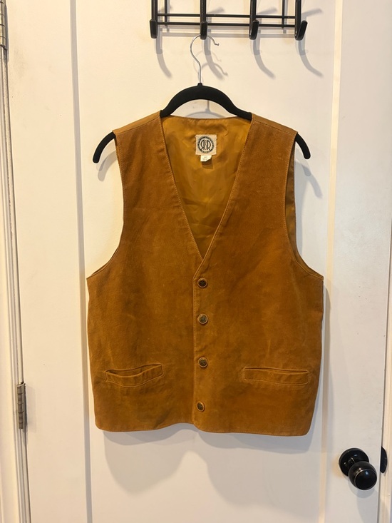 Vintage Other - Vintage Men's Suede leather Button Vest - Brown Tan